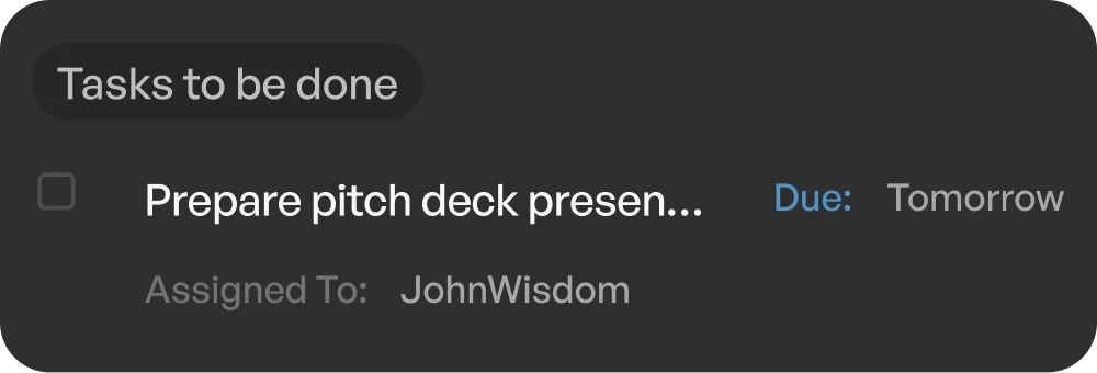 Tasks to be done